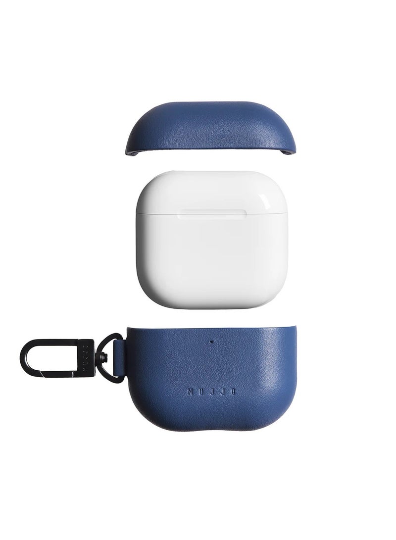 موجو جراب متوافق لسماعات إيربودز ، فاخر كلاسيكي جلد طبيعي مقاوم للصدمات للشحن اللاسلكي للرجال والنساء أزرق موناكو - Image 5