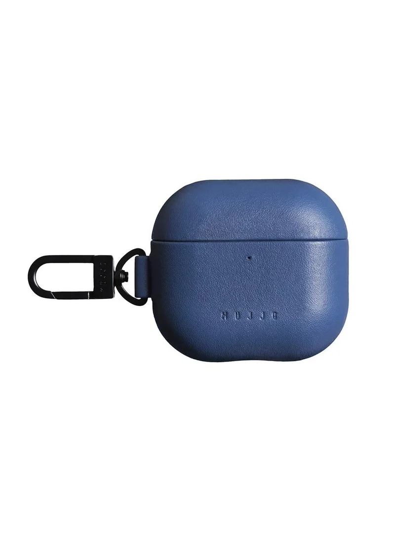 Mujjo Compatible Case For Airpods 4, Retro Luxurious Genuine Leather Shockproof Wireless Charging Case For Men And Women (Monaco Blue)