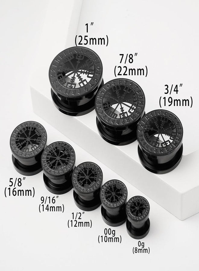Earblity 1 Pair Cute gauges with Norse Viking Rune 0g/ 8mm Ear Tunnels Plugs 316 Stainless Steel Black Ear Gauges Weight Saddle Plugs Hypoallergenic expander Piercing Body Jewelry for women and men - Image 5