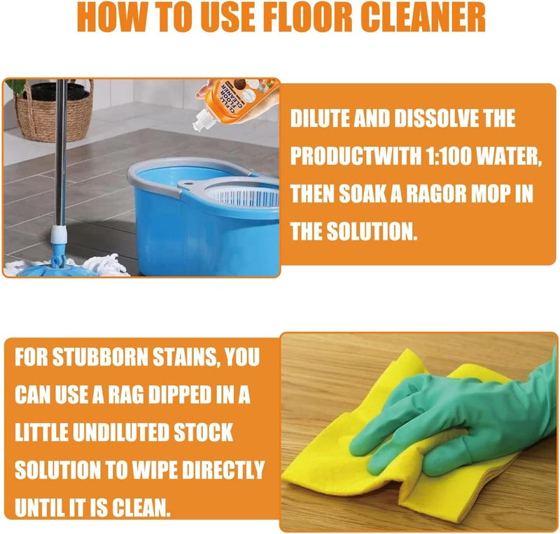 Momeng Floor Cleaner, Momeng Floor Cleaner Orange, Powerful Decontamination Floor Cleaner, Polishing Brightening Tile Cleaner For Wood, for Bathroom Kitchen Floor (1Pcs) - Image 5