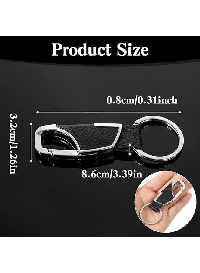 2 Pieces Metal Keychain with Leather Durable Home Office Car Keychain Keychain Unisex Brown Black - Image 2