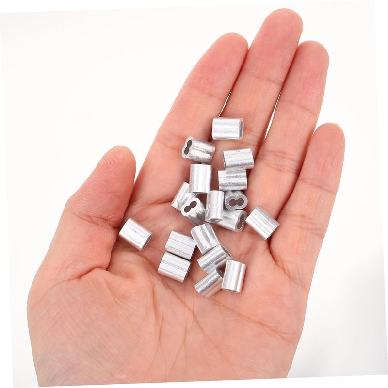 DOITOOL 100pc Double Hole Aluminum Crimp Sleeves Wire Rope Cable Ferrules Clamps for Secure Crimping Aluminum Construction Firm Grip for Home and Industrial Use - Image 4