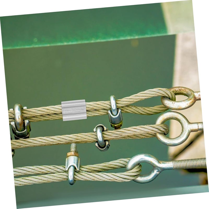 DOITOOL 100pc Double Hole Aluminum Crimp Sleeves Wire Rope Cable Ferrules Clamps for Secure Crimping Aluminum Construction Firm Grip for Home and Industrial Use - Image 5