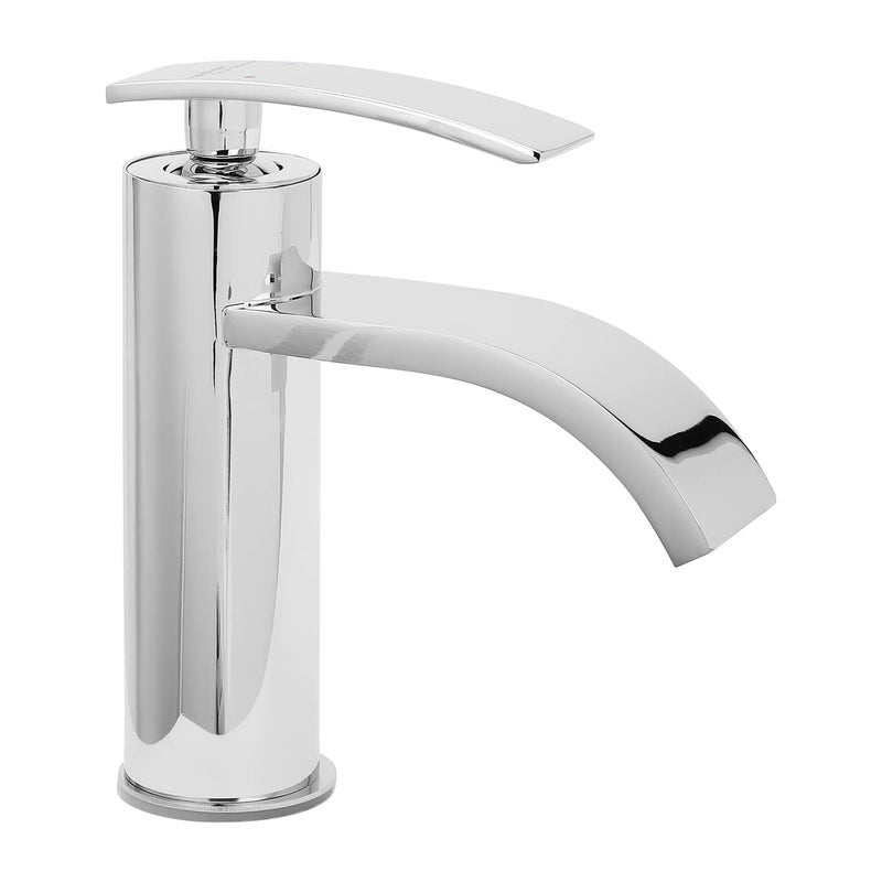 Hindware F460009CP Monroe Single Lever Hot and Cold Basin Mixer Without Pop-up Waste, Brass with Chrome Finish - Image 1
