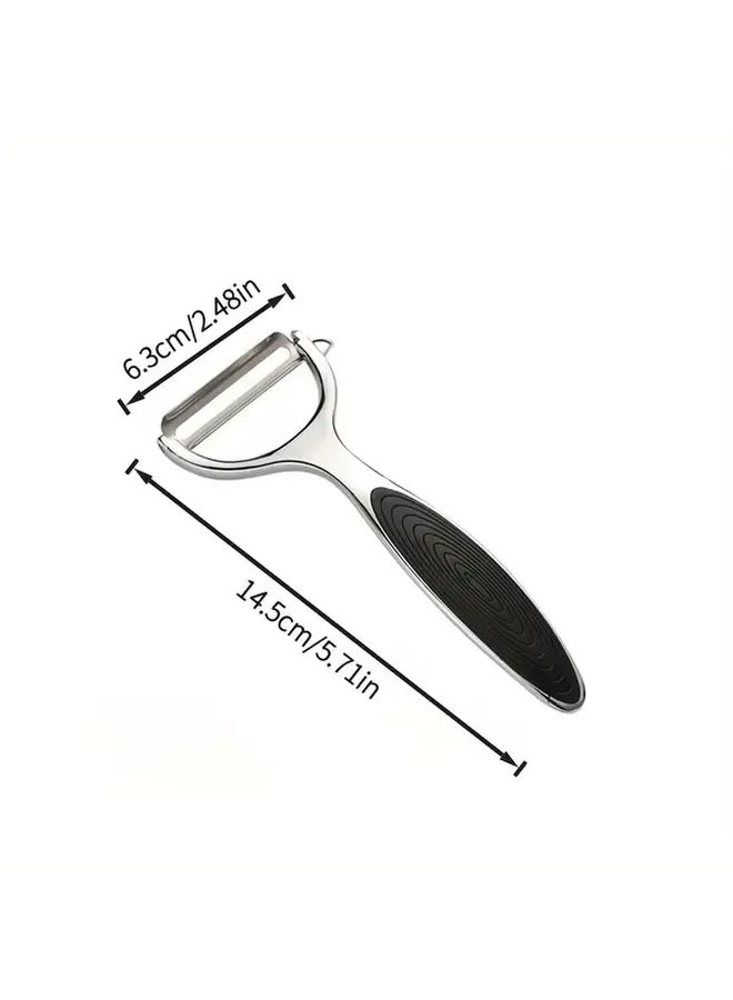 Stainless Steel Vegetable Peeler Grater Black Ergonomic Kitchen Tool - Image 3