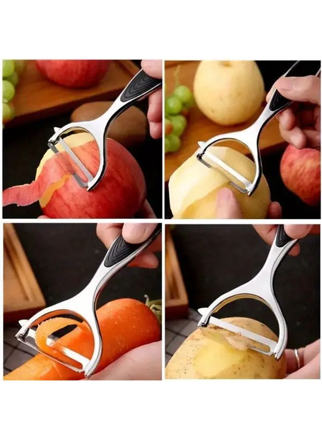 Stainless Steel Vegetable Peeler Grater Black Ergonomic Kitchen Tool - Image 5