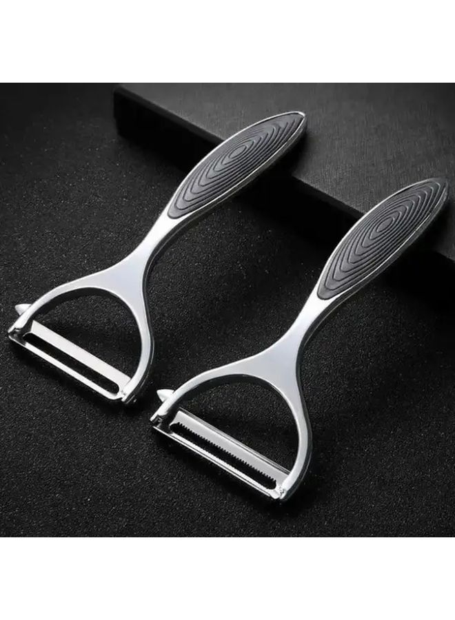 Stainless Steel Vegetable Peeler Grater Black Ergonomic Kitchen Tool - Image 2