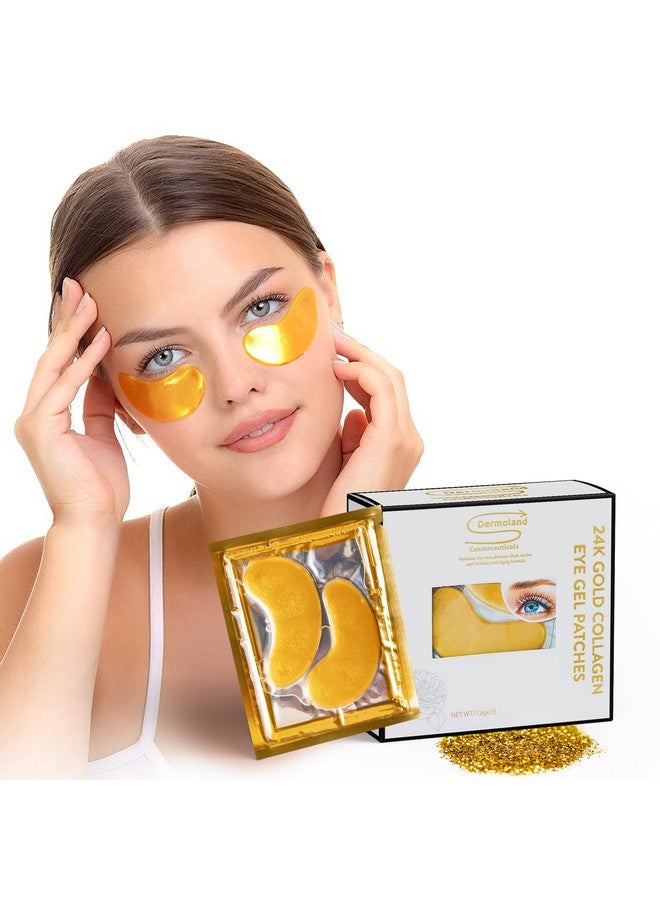 dermoland Under Eye Gel Pads Collagen Eye Patches For Puffy Eyes Dark Circles And Wrinkles 24K Gold Eye Mask With Hyaluronic Acid Vegan Crueltyfree Hydrating Eye Pad15 Pairs - Image 1