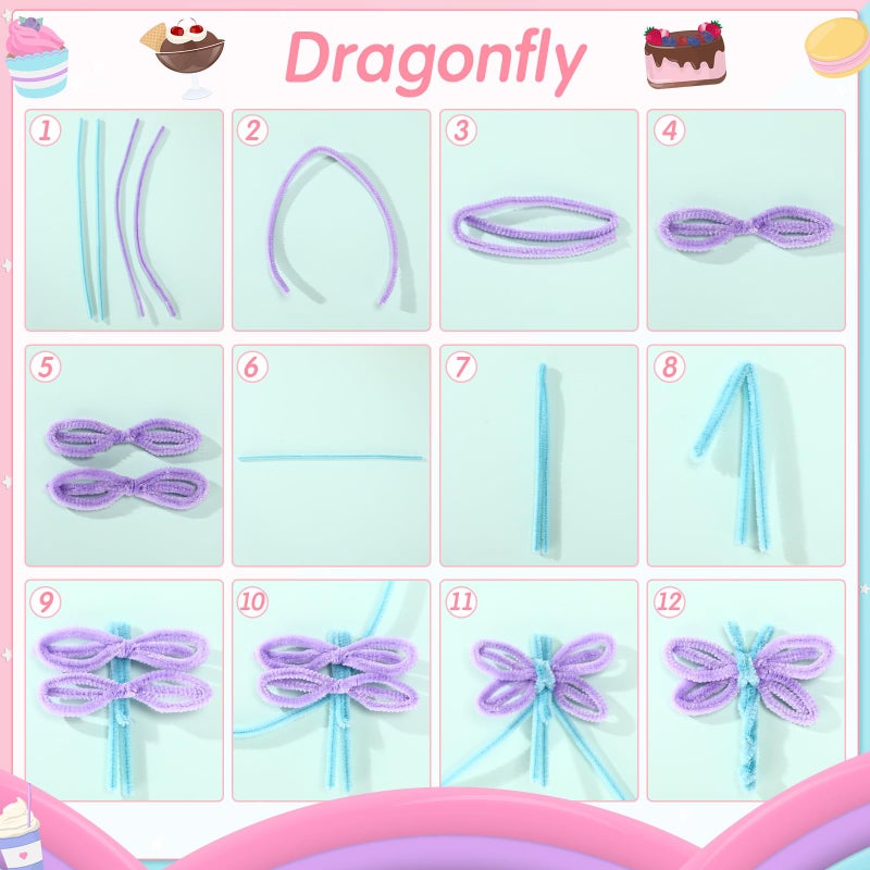 DaisyInner 700 Pcs Pipe DIY Cleaners for Craft Cleaners Flower Pipe Bulk Pastel Chenille Stems Flower Gradient Colored Fluffy for Valentine's Day School Party Decor(Macaron Color) - Image 4