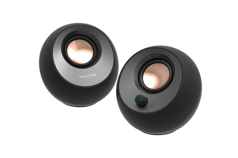 Creative Creative Pebble V3 Minimalistic 2.0 USB-C Desktop Speakers with USB Audio, Clear Dialog Enhancement, Bluetooth 5.0, 8W RMS with 16W Peak Power, USB-A Converter Included (Black)  - Image 1