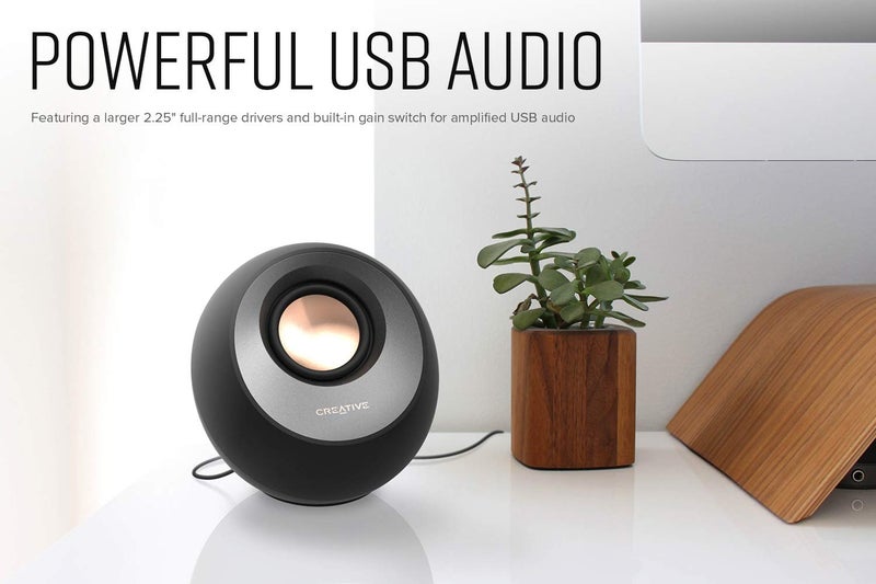 Creative Creative Pebble V3 Minimalistic 2.0 USB-C Desktop Speakers with USB Audio, Clear Dialog Enhancement, Bluetooth 5.0, 8W RMS with 16W Peak Power, USB-A Converter Included (Black)  - Image 3