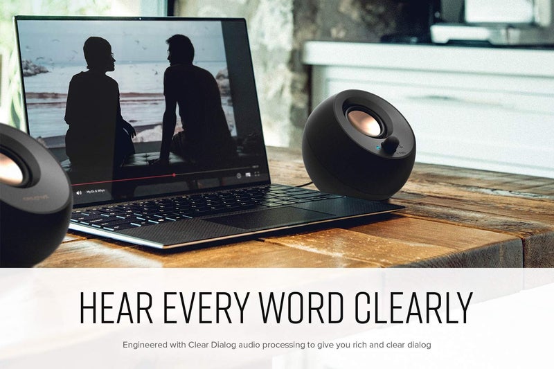 Creative Creative Pebble V3 Minimalistic 2.0 USB-C Desktop Speakers with USB Audio, Clear Dialog Enhancement, Bluetooth 5.0, 8W RMS with 16W Peak Power, USB-A Converter Included (Black)  - Image 4
