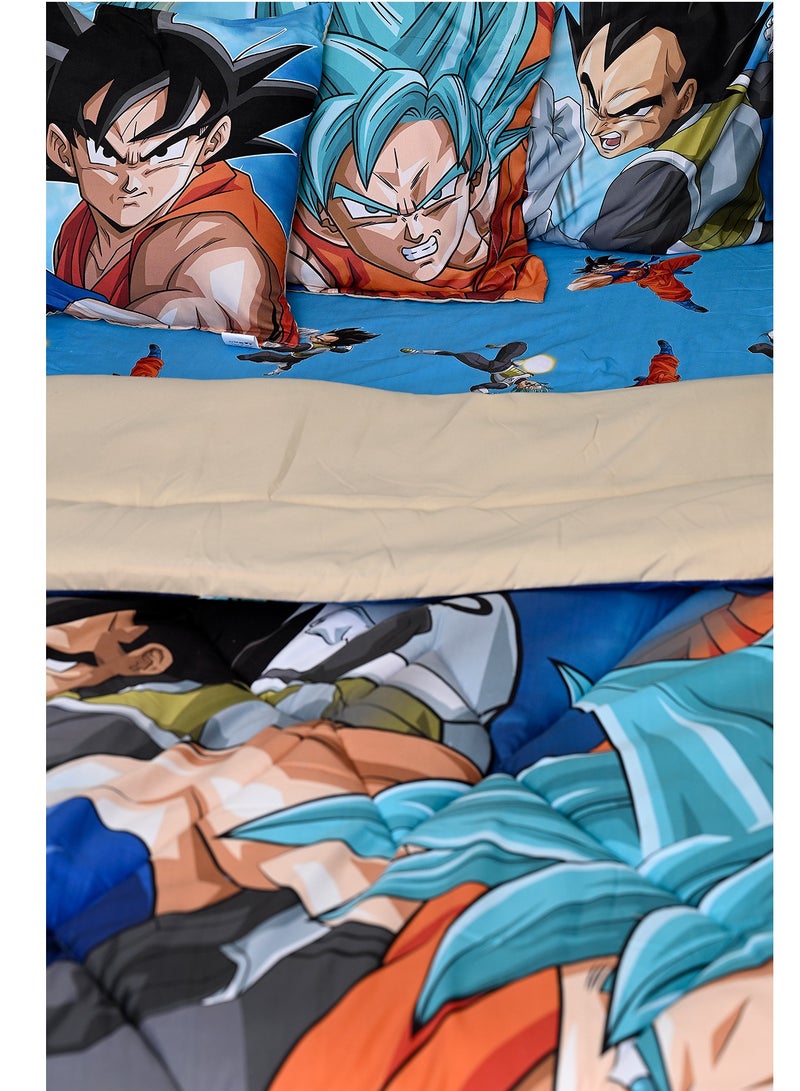 Dragon Ball 5-in-1 Comforter Set, Brushed Microfiber with Polyester Shell – Blue
