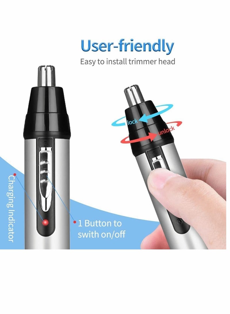 USB Rechargeable Nose Hair Trimmer for Men & Women - Easy to Clean with Electric Ear Hair Trimmer (White) - Image 5