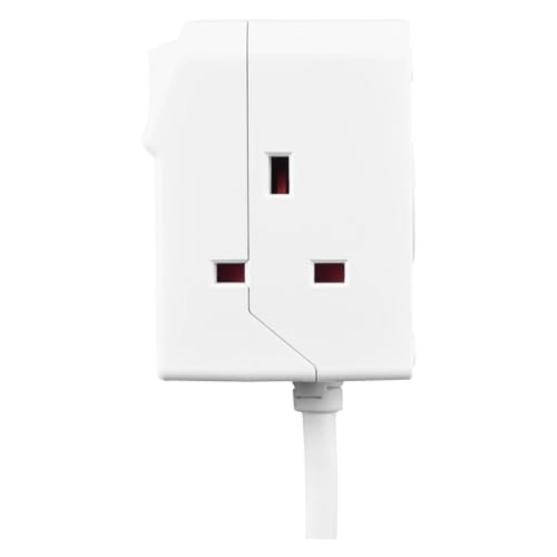 Office desk power extension with three sockets, ABS plastic housing, white color, individual rocker switches for safety and convenience - Image 4