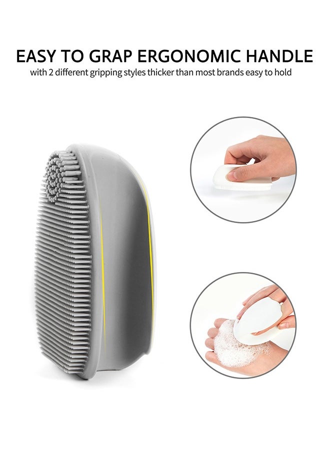 Silicone Face Brush, Soft Face Scrubber Manual Face Wash Brush Skin Care Exfoliating Massage,white+grey
