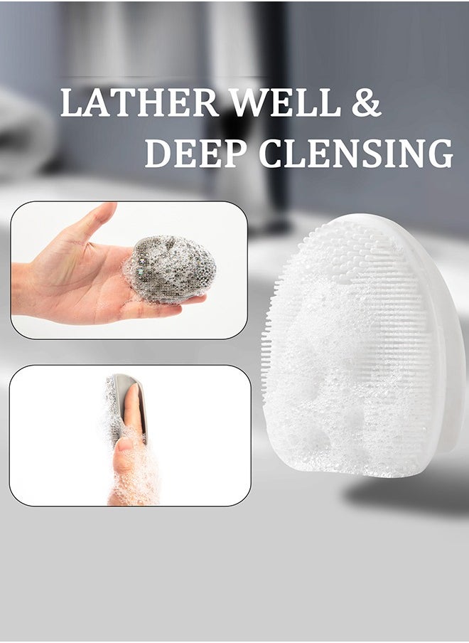Silicone Face Brush, Soft Face Scrubber Manual Face Wash Brush Skin Care Exfoliating Massage,white+grey