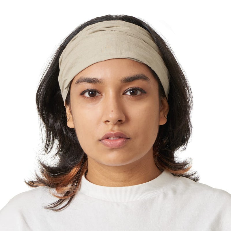 CHARM Womens Cotton Bandana Headband - Yoga Elastic Head Cover Boho Hair Scarf Beige