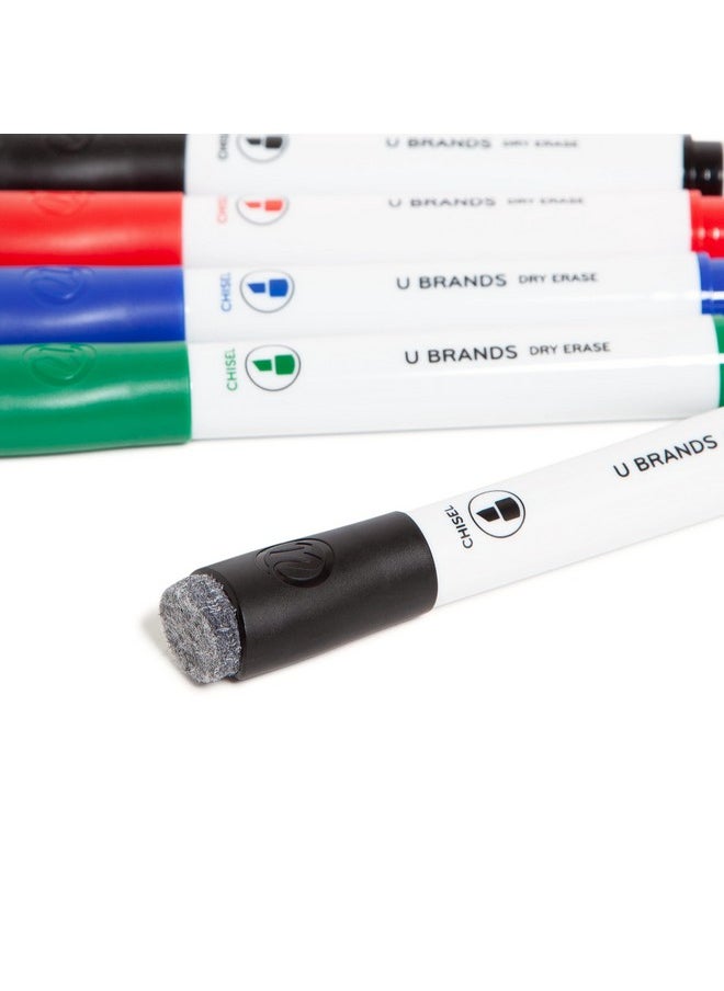 U Brands Low Odor Dry Erase Markers With Erasers, Chisel Tip, Assorted Color, 5 Count  - Image 5