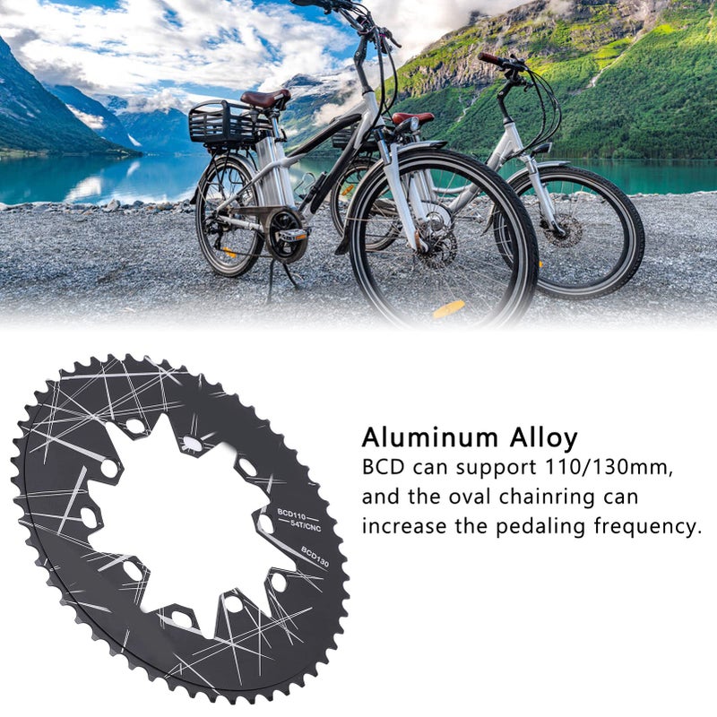 Dilwe ديلوي حلقة سلسلة بيضاوية، 110/130 مم BCD حلقة سلسلة بيضاوية 54T ضيقة واسعة لسرعات 7 8 9 10 للدراجات الهوائية وقطع الغيار - Image 4