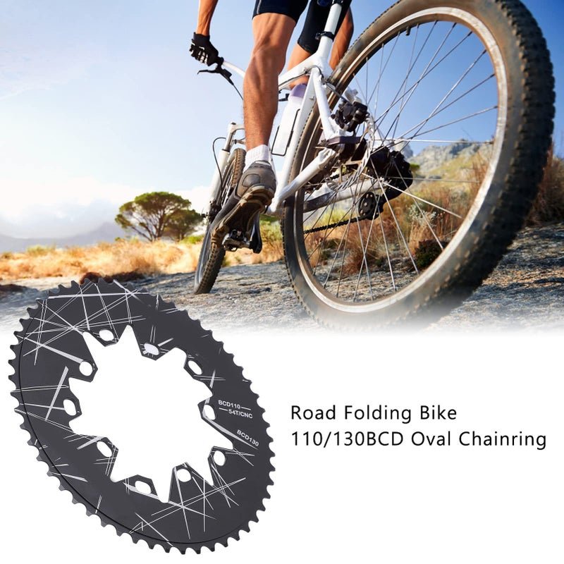 Dilwe ديلوي حلقة سلسلة بيضاوية، 110/130 مم BCD حلقة سلسلة بيضاوية 54T ضيقة واسعة لسرعات 7 8 9 10 للدراجات الهوائية وقطع الغيار - Image 3