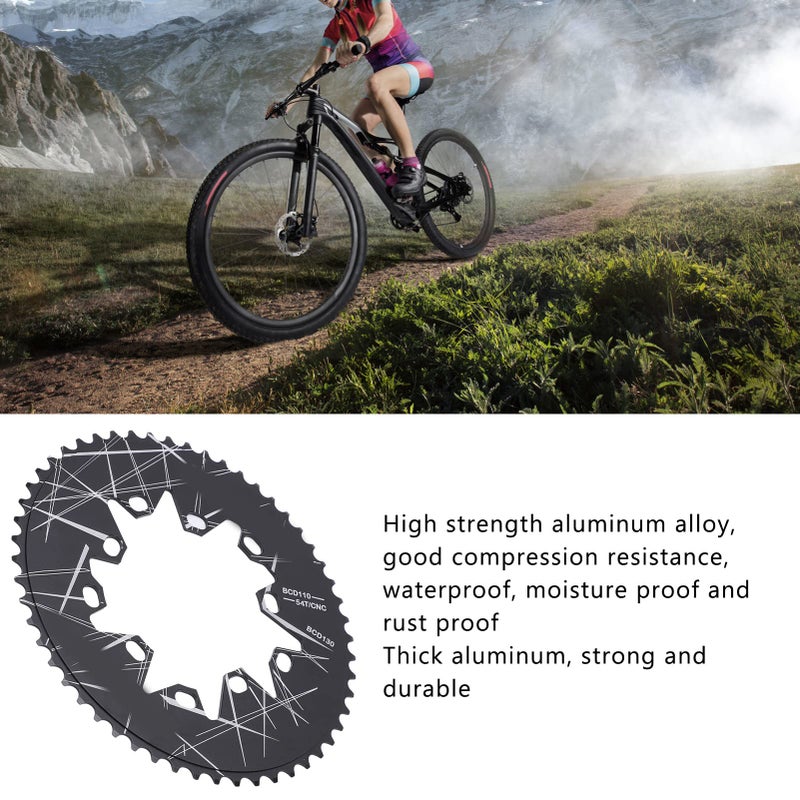 Dilwe ديلوي حلقة سلسلة بيضاوية، 110/130 مم BCD حلقة سلسلة بيضاوية 54T ضيقة واسعة لسرعات 7 8 9 10 للدراجات الهوائية وقطع الغيار - Image 2