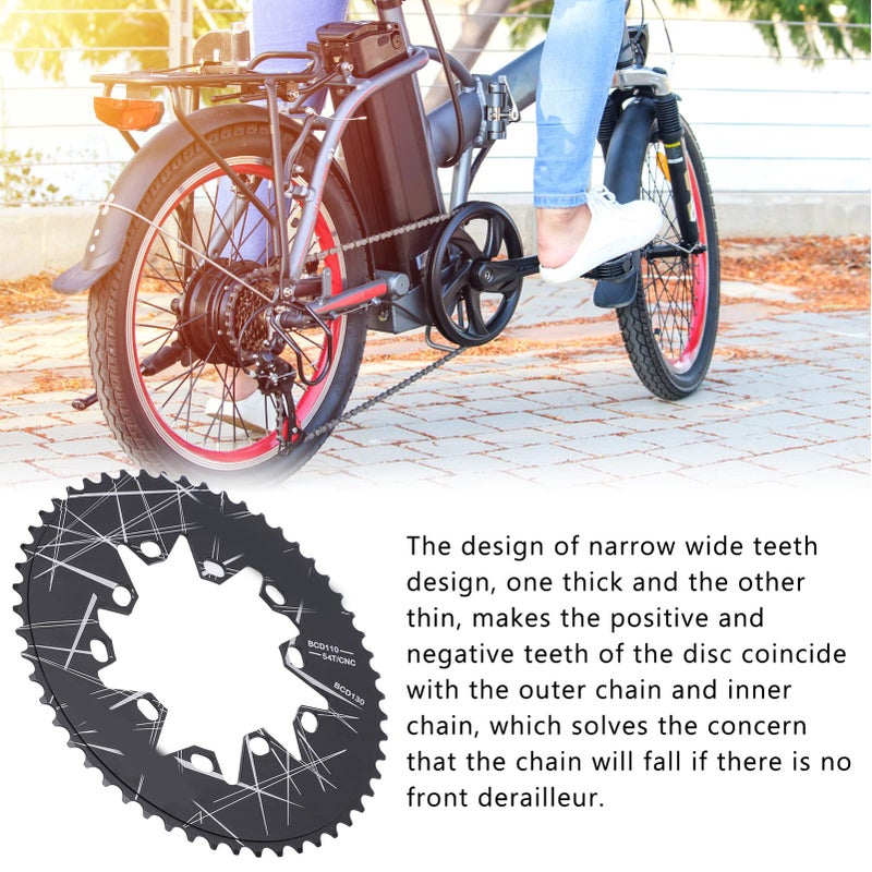 Dilwe ديلوي حلقة سلسلة بيضاوية، 110/130 مم BCD حلقة سلسلة بيضاوية 54T ضيقة واسعة لسرعات 7 8 9 10 للدراجات الهوائية وقطع الغيار - Image 5