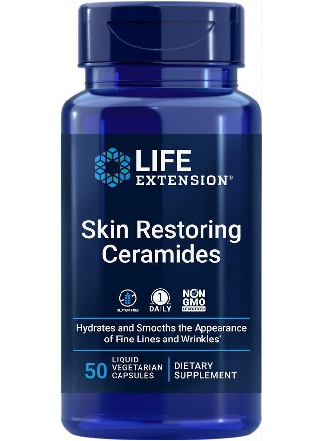 Life Extension - Skin Restoring Ceramides, 50 Veg Capsules - Vegan Phytoceramide Supplement - Image 1