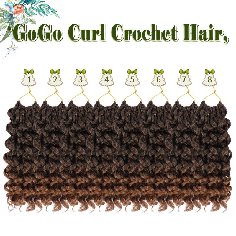 Vomella GoGo Curl Crochet Hair for Black Women 8 Packs 12 Inch Water Wave Curly Crochet Hair Ocean Wave Beach Curl Synthetic Crochet Hair Extensions(T30#) - Image 2