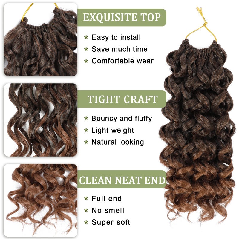 Vomella GoGo Curl Crochet Hair for Black Women 8 Packs 12 Inch Water Wave Curly Crochet Hair Ocean Wave Beach Curl Synthetic Crochet Hair Extensions(T30#) - Image 3
