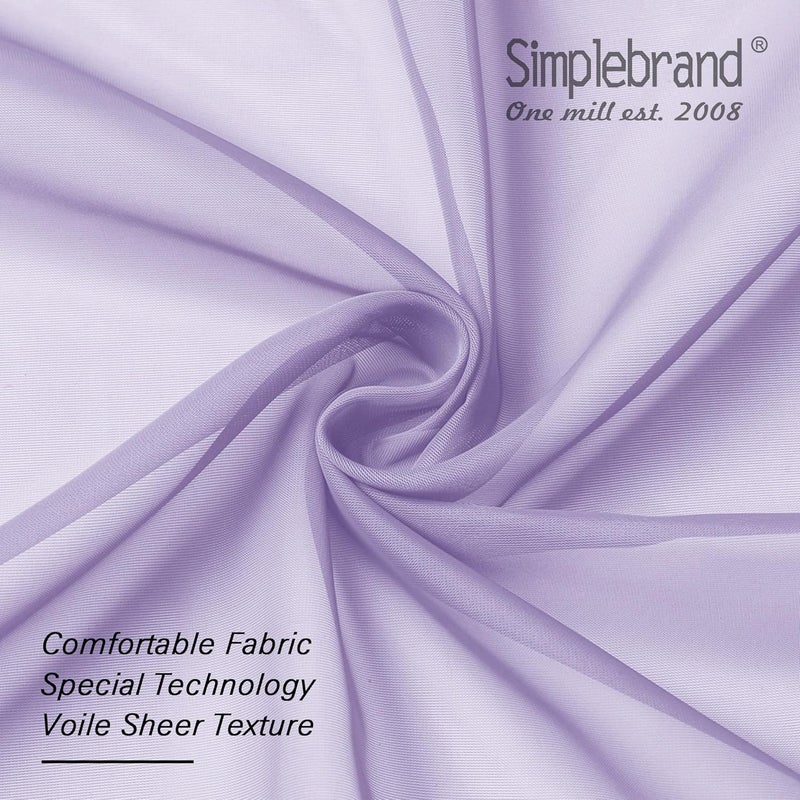 SimpleBrand Lavender Sheer Curtains 72 Inches Long 2 Panels for Living Room, Rod Pockets Airy Window Treatments Voile Sheer Black Curtains Panels Lightweight for Front Back Patio Glass Door, 42" Width - Image 5