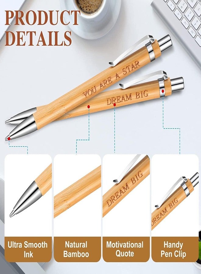AweMonk Bamboo Ballpoint Pen With Inspirational Quotes Blue Ink Pen for Student and Office Purposes Writing Pen Best For Gifts 6 Pcs Set - Image 3