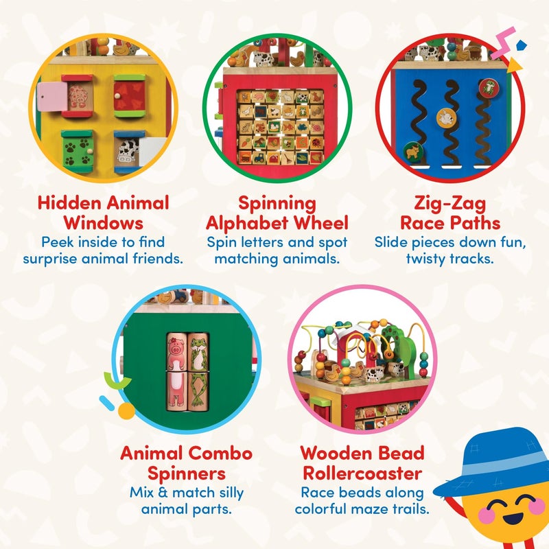Battat â€“ Activity Cube with Farm Theme â€“ Educational Wooden Toys for Toddlers and Kids â€“ 1 Year + - Image 3