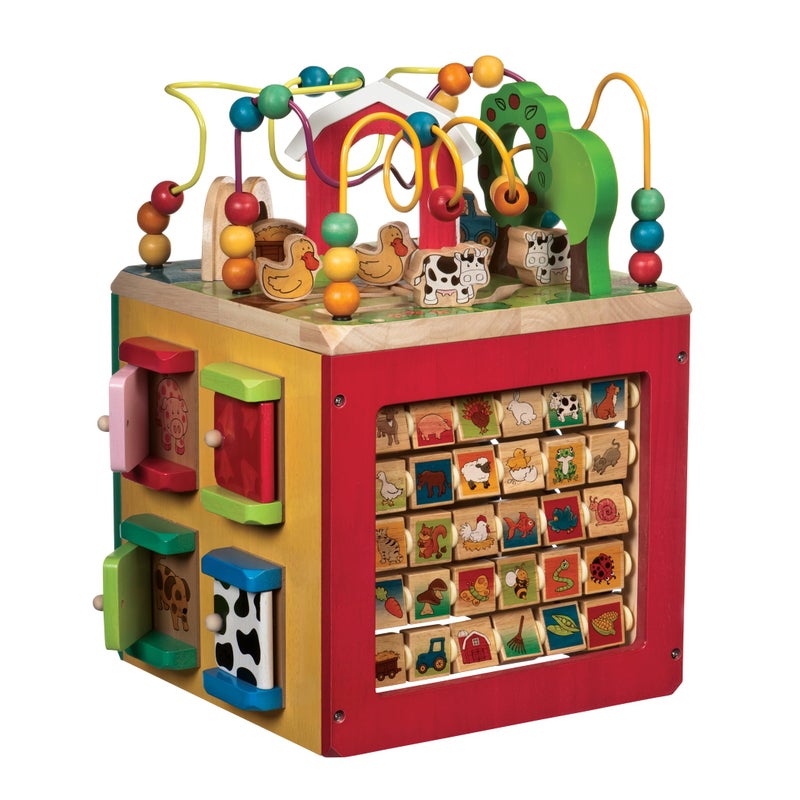 Battat â€“ Activity Cube with Farm Theme â€“ Educational Wooden Toys for Toddlers and Kids â€“ 1 Year + - Image 1