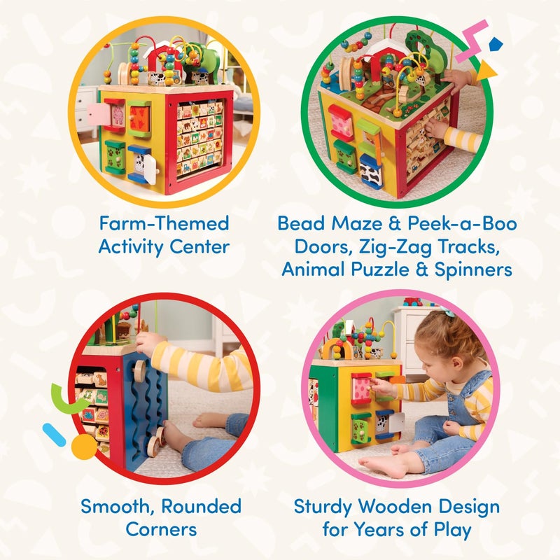Battat â€“ Activity Cube with Farm Theme â€“ Educational Wooden Toys for Toddlers and Kids â€“ 1 Year + - Image 4