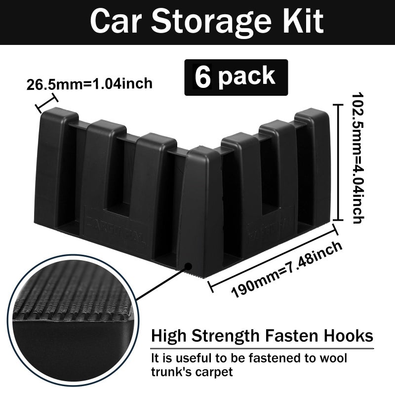 Datanly 6 Pack Car Trunk Organizer Blocks for Back of SUV Multipurpose Car Storage Organizer Blocks Trunk Divider Available to Wool Carpet for Truck SUV Van Cargo - Image 2