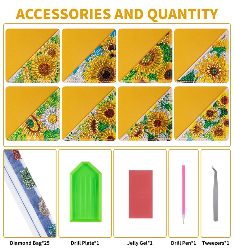 ALKALO 8 Pcs Diamond Art Bookmarks  Diamond Painting Bookmarks For Book Lovers 5D Diy Corner Bookmark Adults Crafts Diamond Art Kits For Adults Kids Home Office Beginner Gift - Image 4