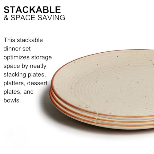 Yourowndcor Ceramic Handcrafted Cream Matte Finish Ribbed 7" Inches Quarter Plates- Set of 6 - Image 4