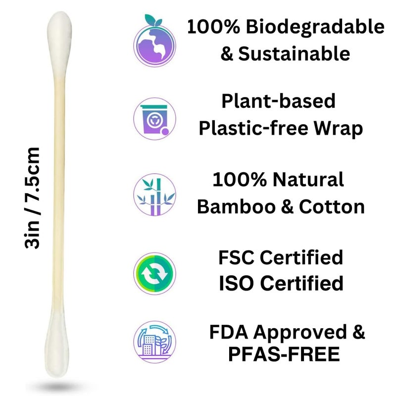BOONBOO Organic Bamboo Cotton Swabs, PFAS-Free, 600 Count - Image 2