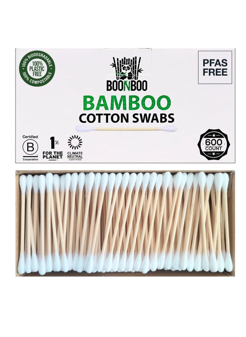 BOONBOO Organic Bamboo Cotton Swabs, PFAS-Free, 600 Count  - Image 1