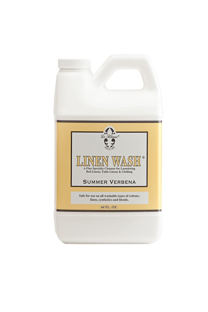 Le Blanc Summer Verbena Linen Wash Luxury Laundry Cleanser for Bed Table Linens 64 oz 1 pack