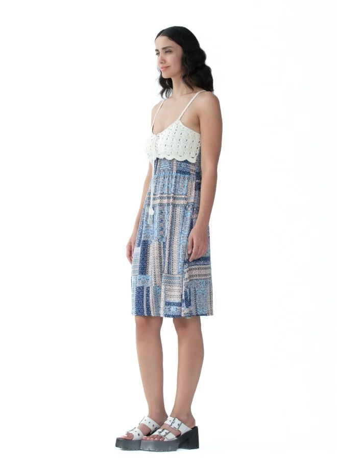 HaILYS Short Boho Dress with Crochet Top