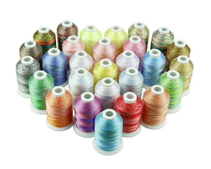 S 28 VARIEGATED COLOR EMBROIDERY MACHINE THREAD 1100 YARDS EACH FOR JANOME BROTHER PFAFF BABYLOCK SINGER BERNINA HUSQVARAN AND MOST SEWING EMBROIDERY MACHINES