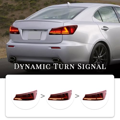 HCMOTIONZ Tail Light Assembly for 2006-2013 Lexus IS250/IS350/ISF Sedan, Tail Lamps with Start UP Animation Reverse Lights LED Rear Lamps Replacement… (RED) - Image 5