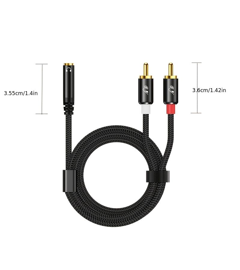 RG 94.49inch 3.5mm Female To 2 RCA Male Stereo Y Splitter Cable - Image 2