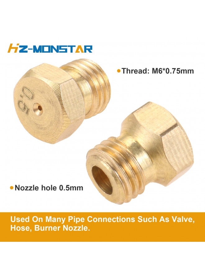 HZ-MONSTAR HZ-MONSTAR 20Pcs Brass Jet Nozzles, M5x0.5mm/0.68mm (10pcs) and M6x0.75mm/0.5mm (10pcs) Propane Gas Orifice Nozzle Replacement for Propane Lpg Gas Pipe Water Heater DIY Burner Parts  - Image 1