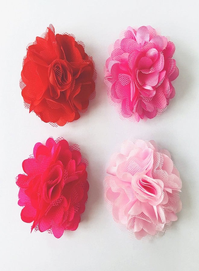 PET SHOW 2" Valentines Small Dogs Flower Collar Accessories for Cat Puppies Rabbit Pigs Collars Bows Grooming Supplies Red Rose Hotpink Pink for Girls Pack of 4 - Image 4