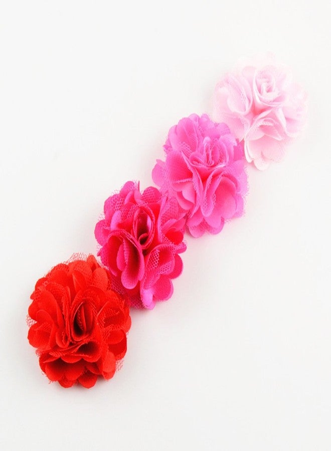 PET SHOW 2" Valentines Small Dogs Flower Collar Accessories for Cat Puppies Rabbit Pigs Collars Bows Grooming Supplies Red Rose Hotpink Pink for Girls Pack of 4 - Image 3
