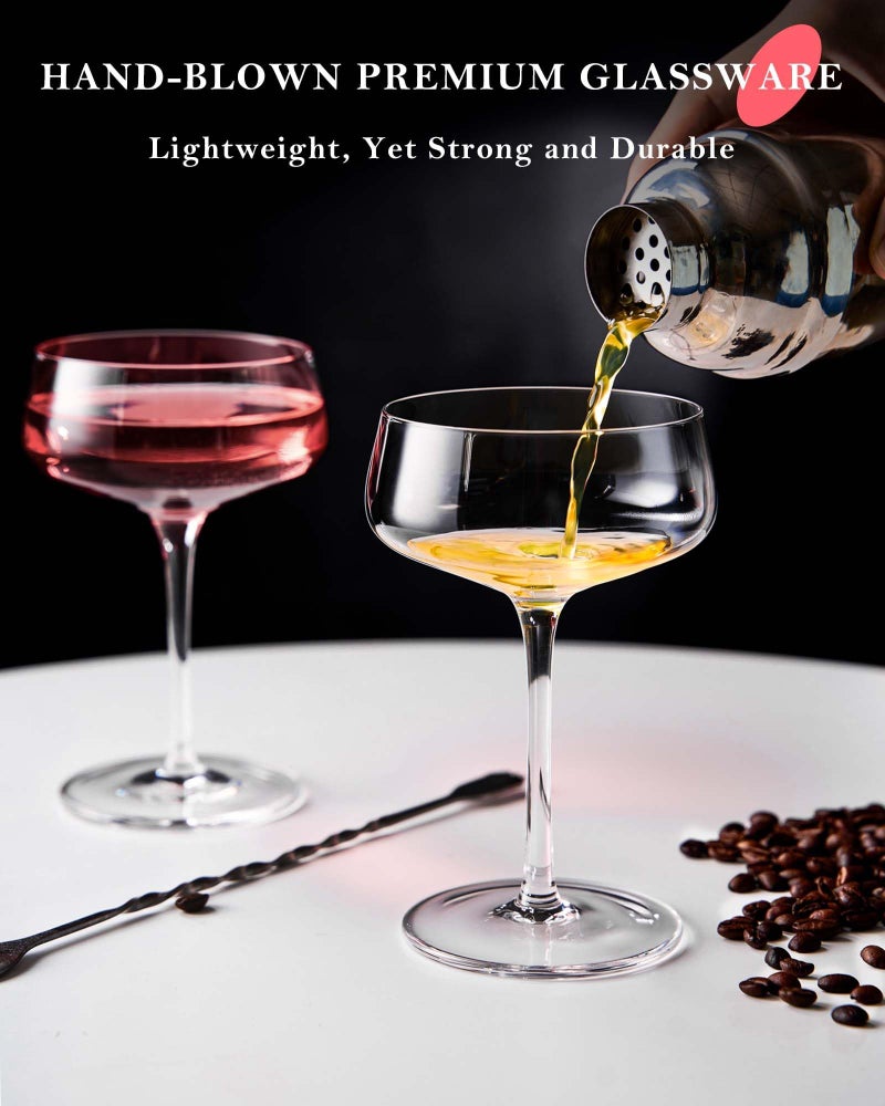 JBHO JBHO Martini Glasses, Crystal Coupe Glasses Set of 4, 10 Oz, Large and Fancy Cocktail Glasses, Hand-Blown Champagne Coupe Glasses for Espresso Martini, Manhattan as Bar Glassware or Mother's Day Gift  - Image 2