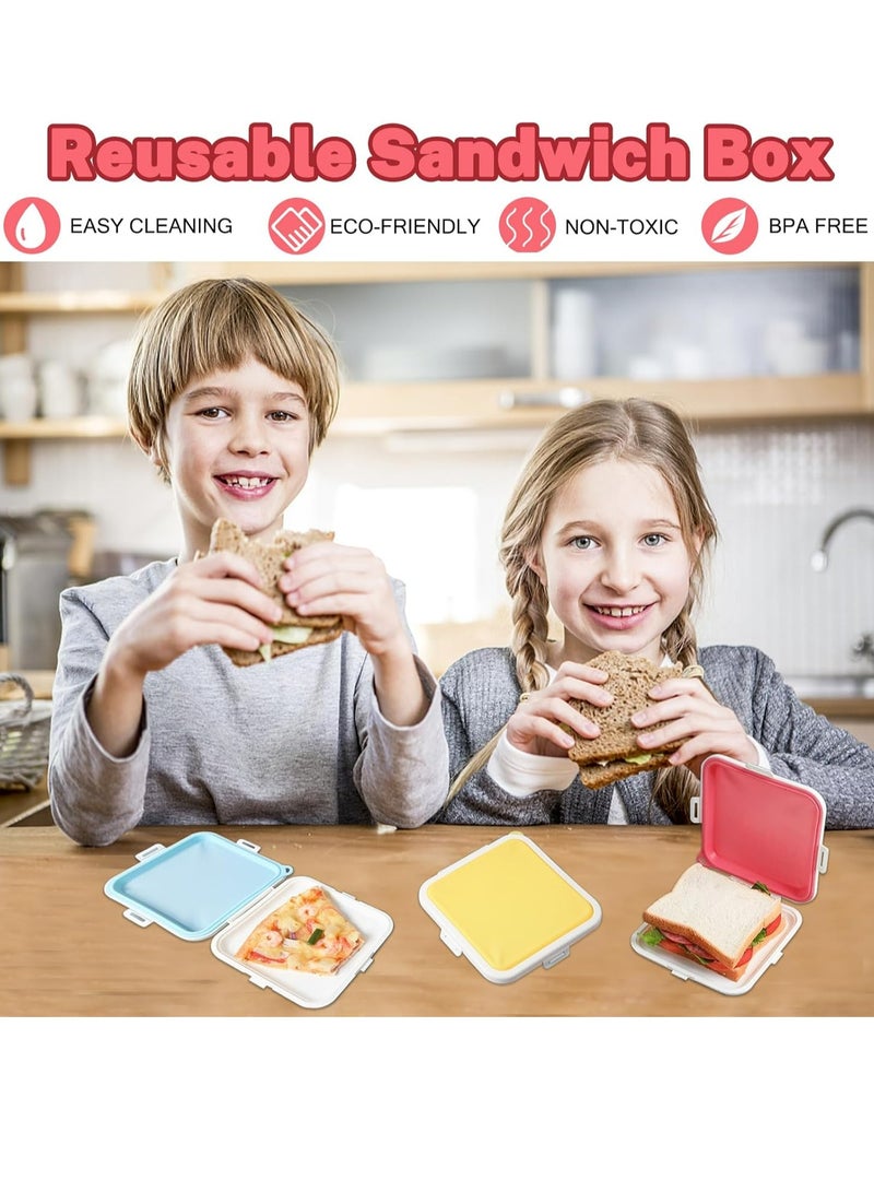 إسكدنيا حاويات ساندوتش مصنوعة من السيليكون حاوية تخزين ساندوتش حاوية غذاء منزلي للفواكه، السلطة، المقرمشات، الأطفال (وردية) - Image 5